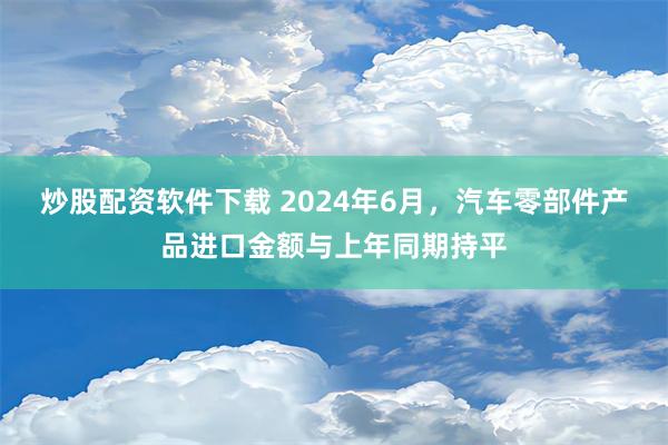 炒股配资软件下载 2024年6月，汽车零部件产品进口金额与上年同期持平