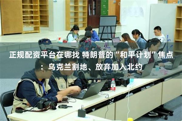 正规配资平台在哪找 特朗普的“和平计划”焦点：乌克兰割地、放弃加入北约